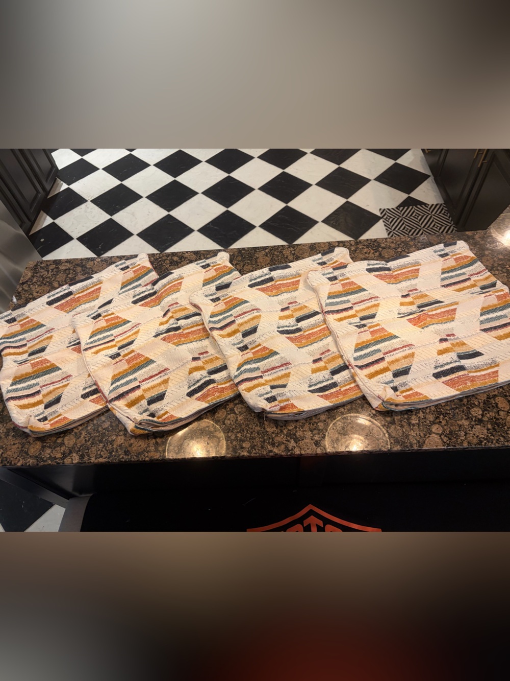 Multicolor Stripe Woven Accent Chair Pad - Set of 4 25x25